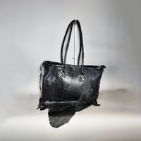 Leather Textile Tote Bag #002
