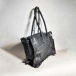 Leather Textile Tote Bag #002