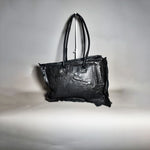 Leather Textile Tote Bag #002