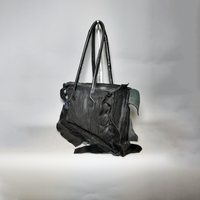 Leather Textile Tote Bag #001