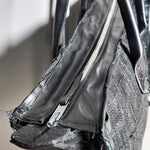 Leather Textile Tote Bag #002