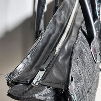 Leather Textile Tote Bag #002